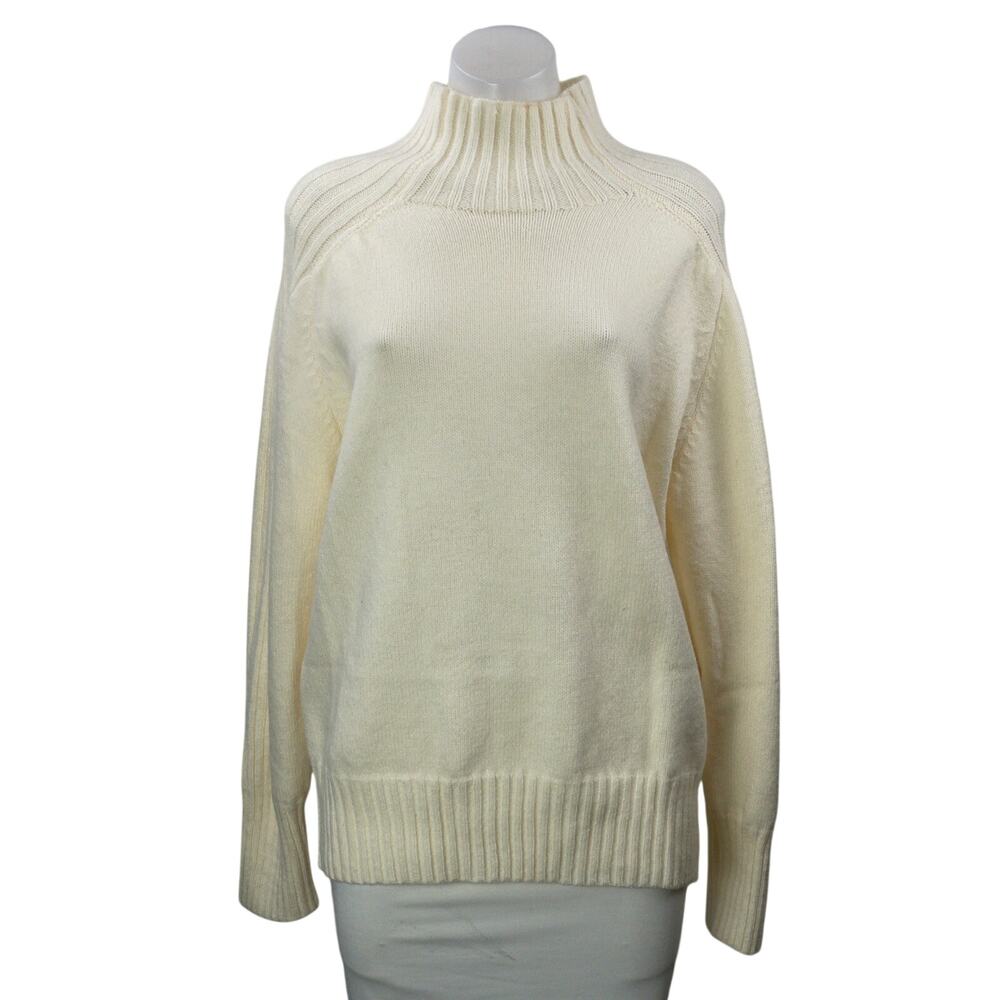 Petal & Pup Women's Cream Long Sleeves Ribbed Turtle Neck Pullover Sweater Top S